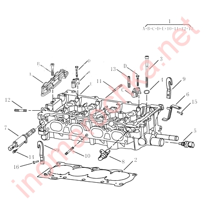 Головка блока цилиндров (JLy4G) Geely Emgrand EC7 схема